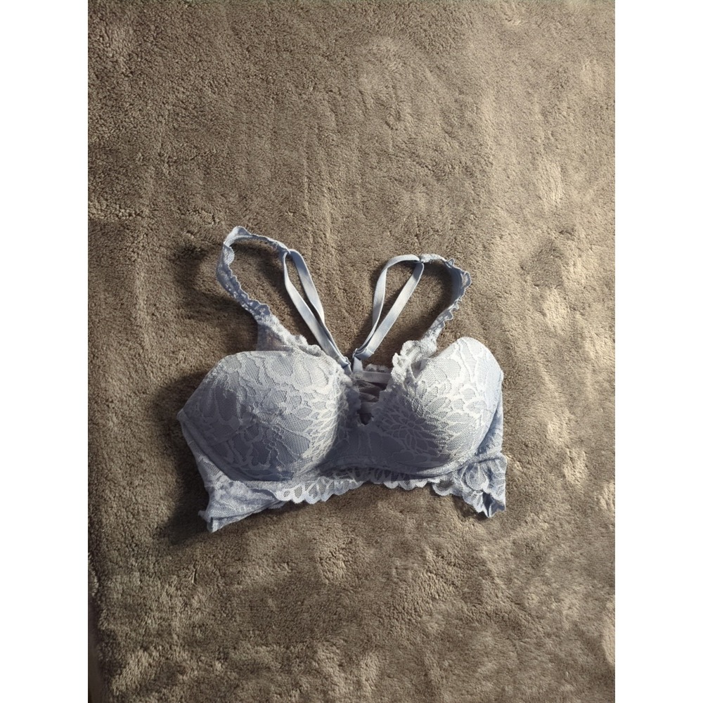PINK padded push up bralette small  blue/ gray